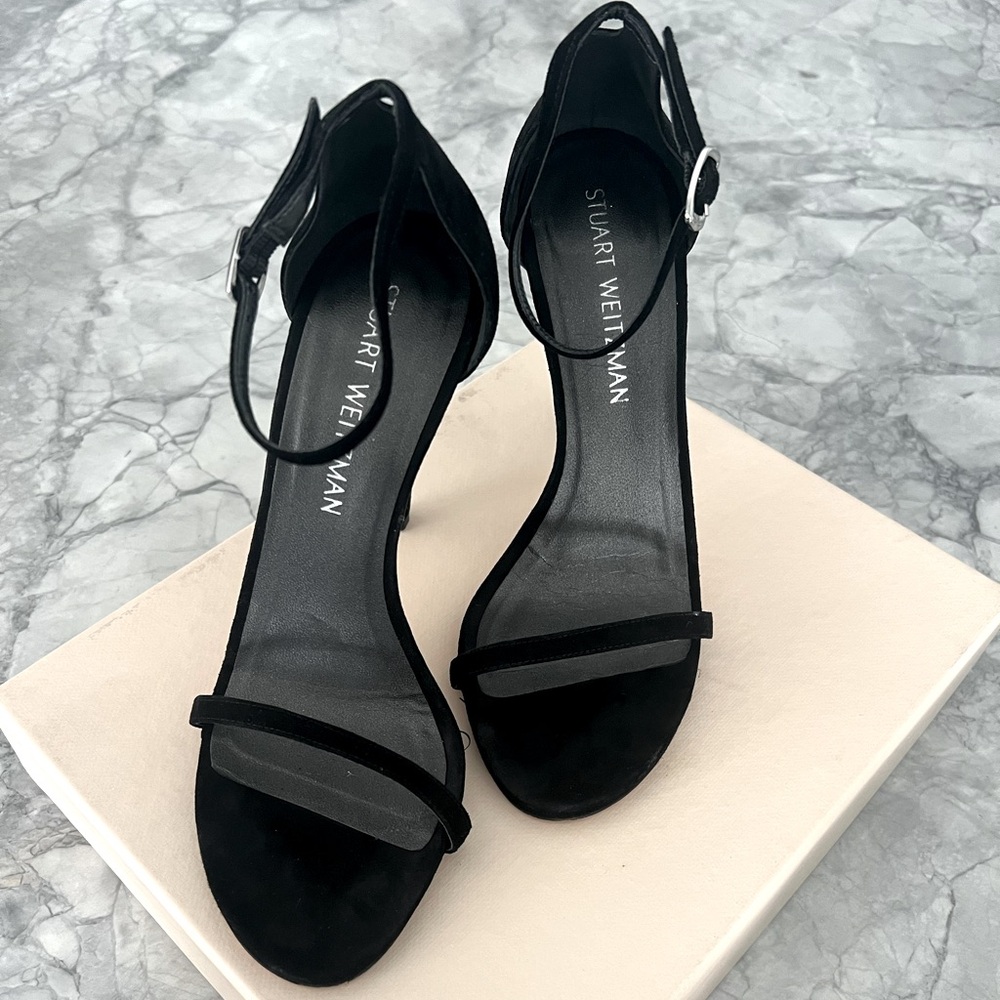 Stuart Weitzman Black Suede Stilettos